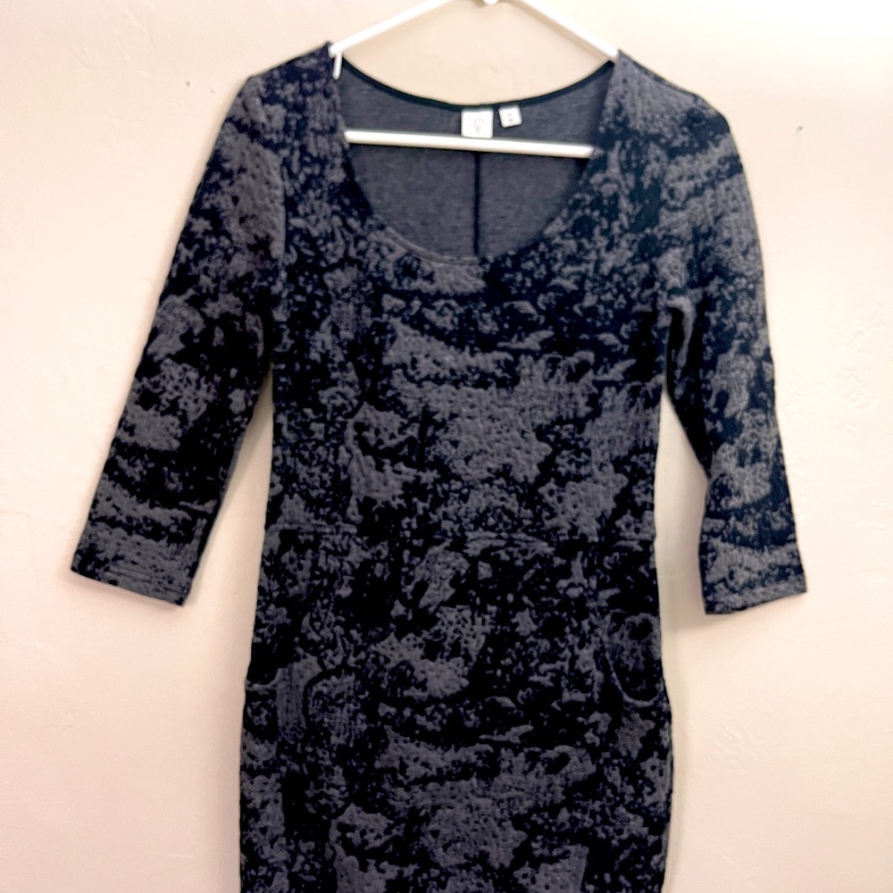 BP grey, black dress